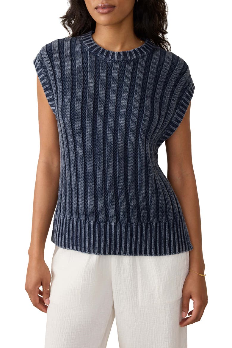 Sunwashed Organic Cotton Sweater Vest, Main, color, NAVY BLAZER