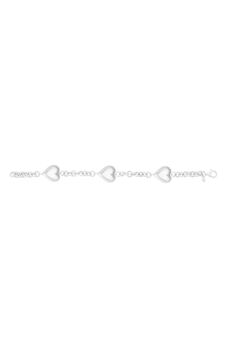 KARAT RUSH Puffed Heart Station Chain Bracelet, Alternate, color, Rhodium White