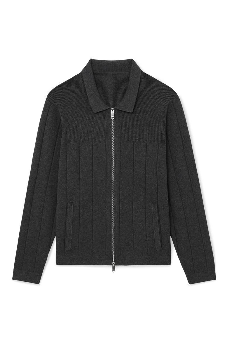 Cassius Wide Rib Zip Cardigan, Alternate, color, CHARCOAL MELANG