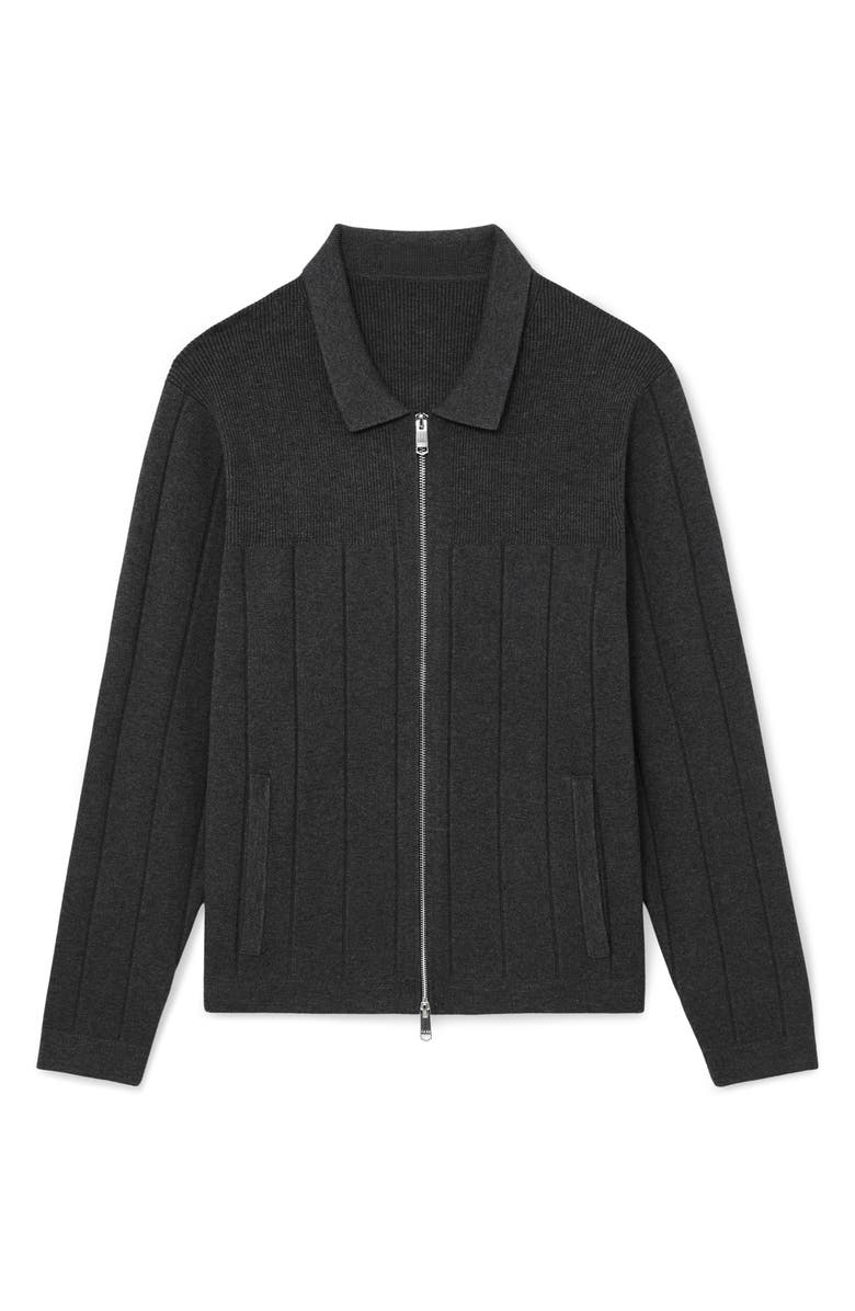 Reiss Cassius Wide Rib Zip Cardigan, Alternate, color, Charcoal Melang