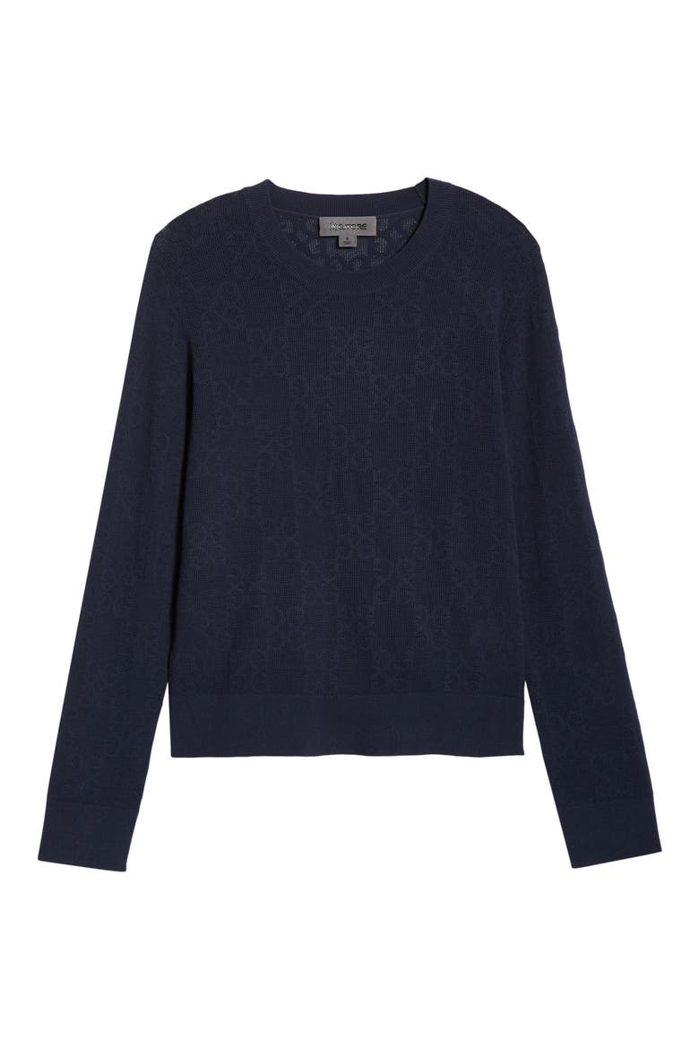 Pointelle Knit Crewneck Golf Sweater, Alternate, color, TWILIGHT