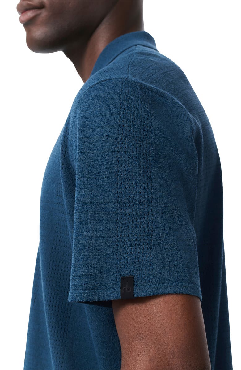 rag & bone Zuma Pointelle Short Sleeve Knit Camp Shirt, Alternate, color, Mnlt