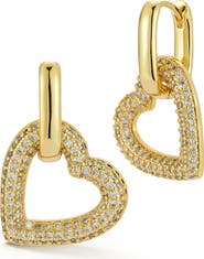 CHLOE AND MADISON Cubic Zirconia Heart Drop Hoop Earrings