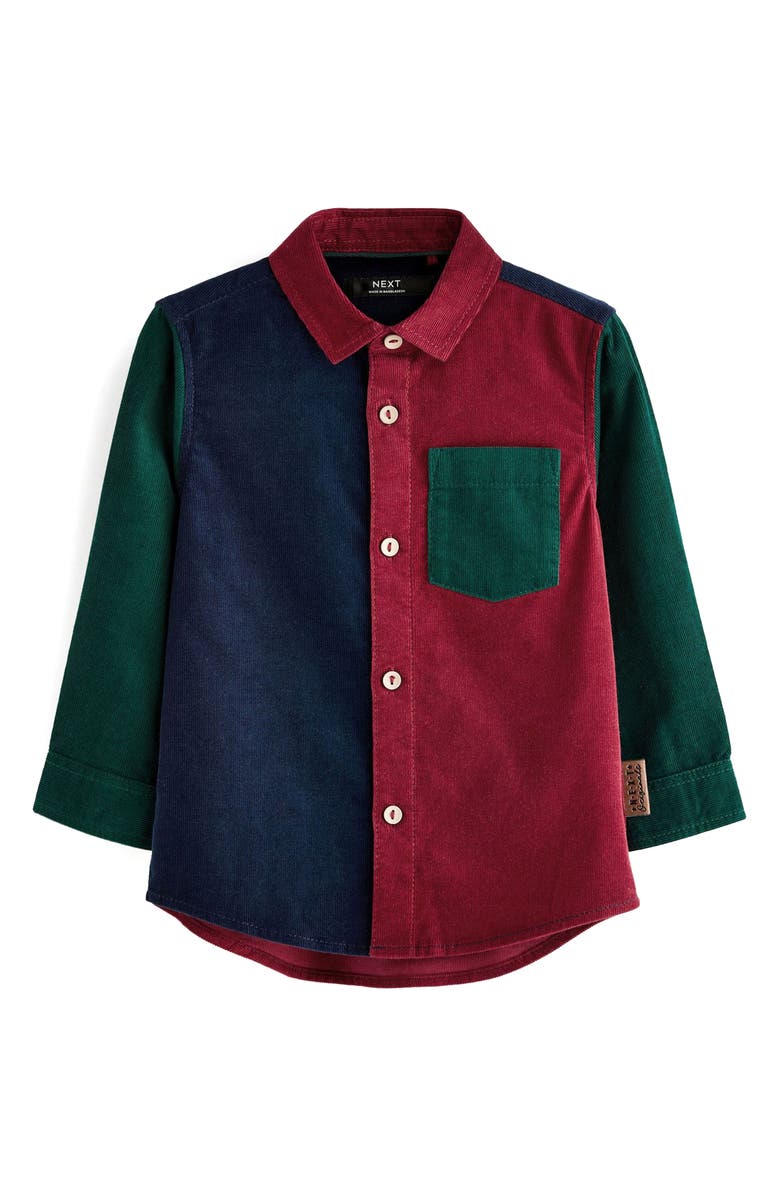 NEXT Kids' Colorblock Cotton Corduroy Button-Up Shirt, Main, color, 