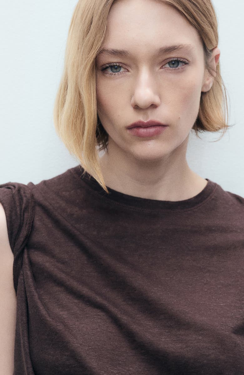 MANGO Dolman Sleeve Linen T-Shirt, Alternate, color,