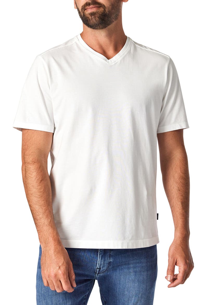 Deconstructed V-Neck Pima Cotton T-Shirt, Main, color, WHITE