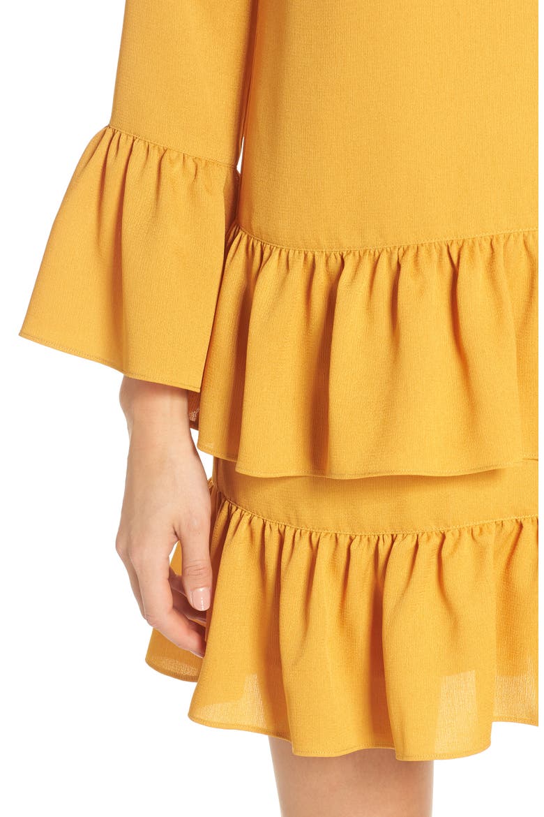 Flounce Hem Shift Dress, Alternate, color, YELLOW GOLD