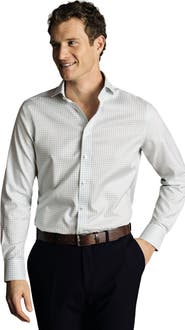 Charles Tyrwhitt Check Non-Iron Twill Cutaway Slim Fit Shirt Single Cuff