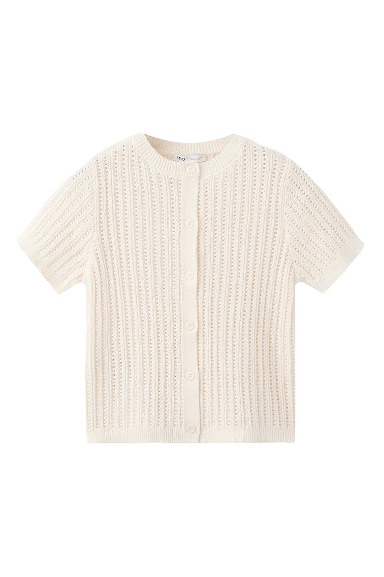 Open Stitch Short Sleeve Cardigan, Alternate, color, ECRU