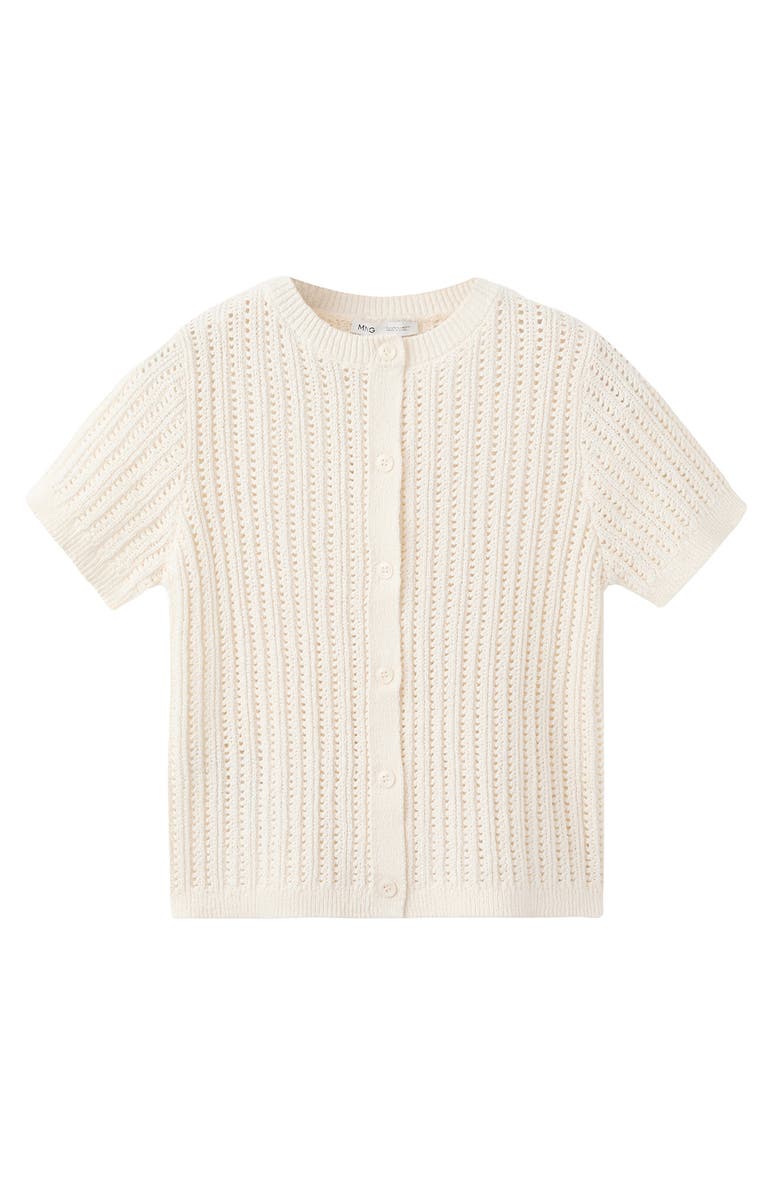 MANGO Open Stitch Short Sleeve Cardigan, Alternate, color, 