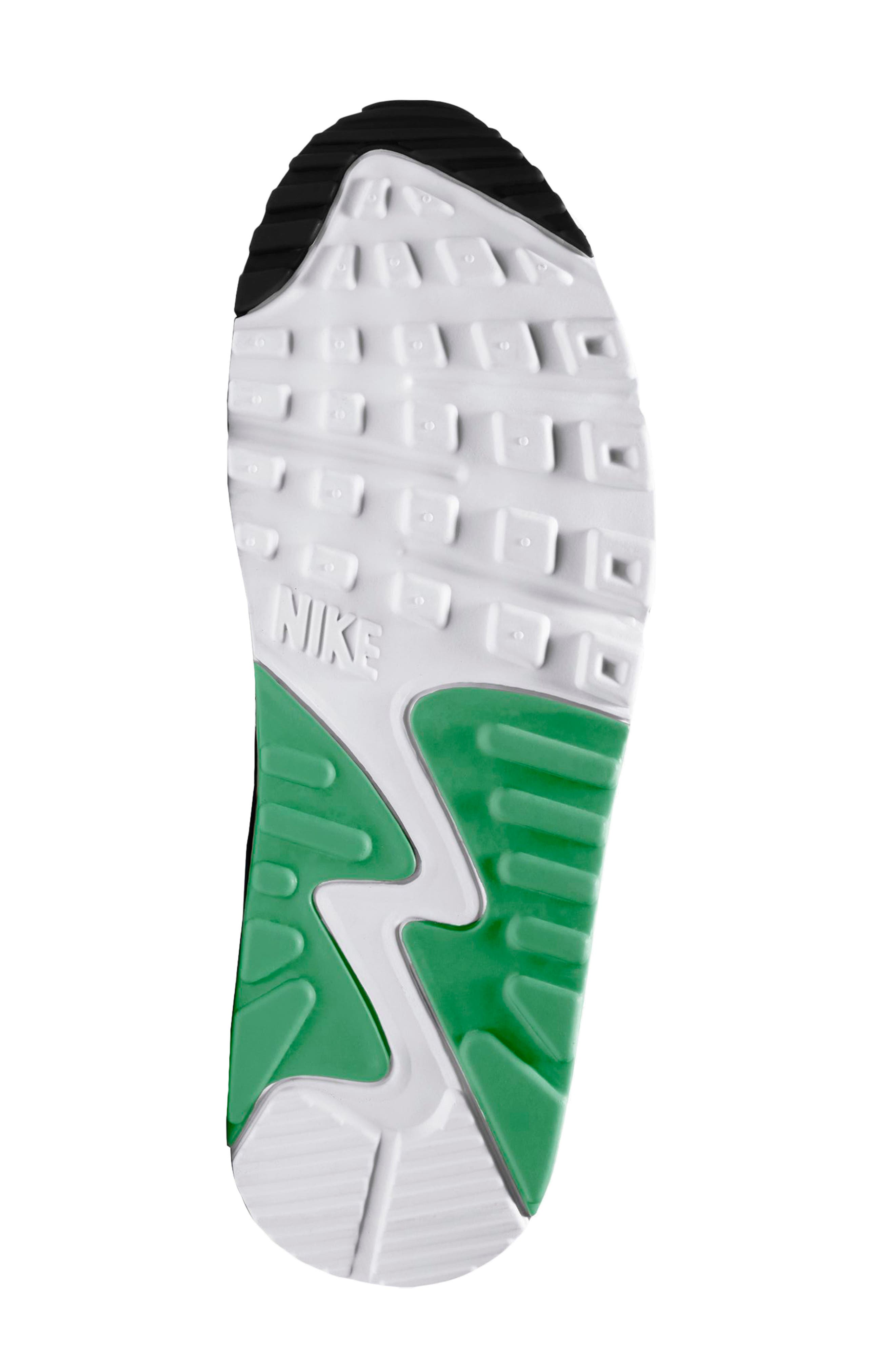 Air Max 90 Sneaker, Alternate, color, WHITE/ BLACK/ VAPOR GREEN