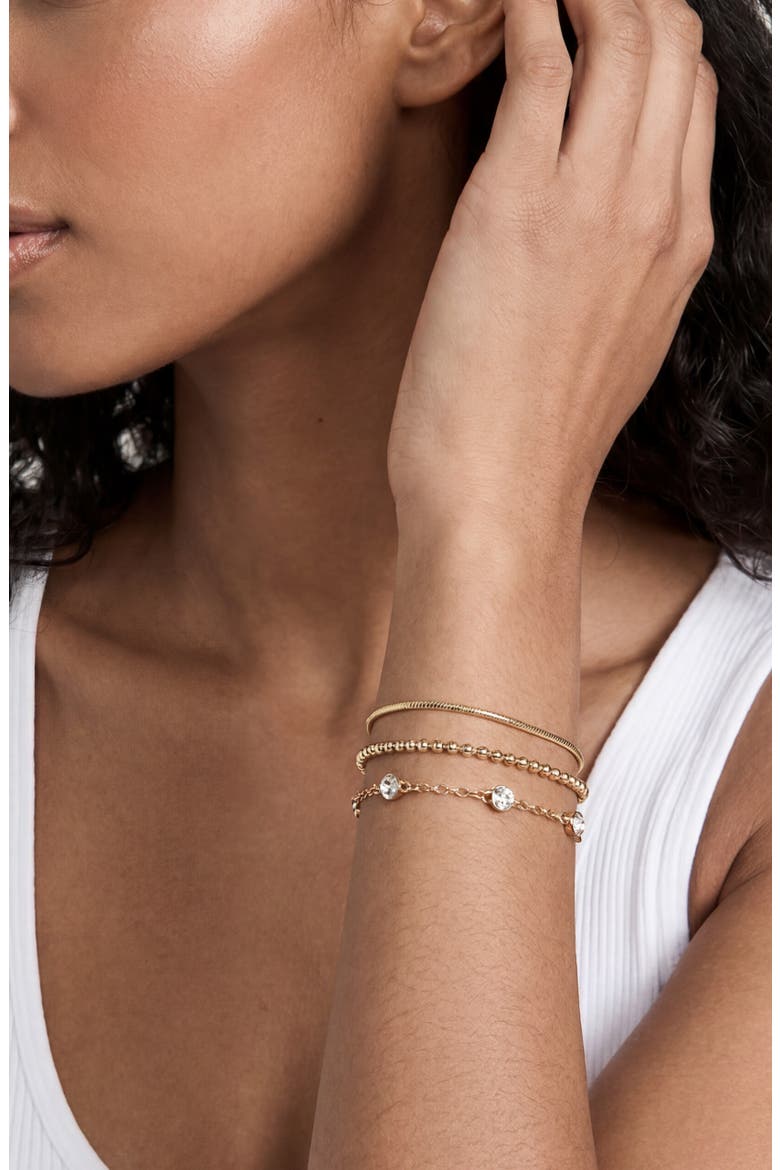 Crystal Mixed Chain Layered Bracelet, Alternate, color, GOLD