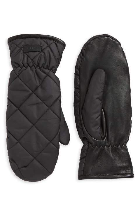 Faux Fur Lined Quilted Puffer Mittens