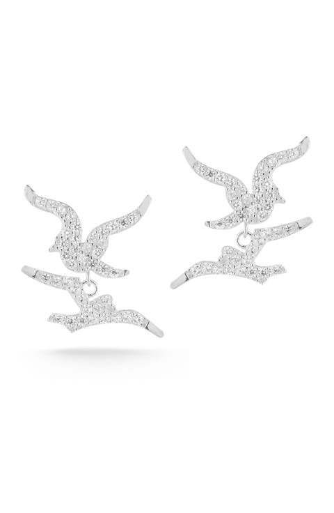 CZ Bird Stud Earrings