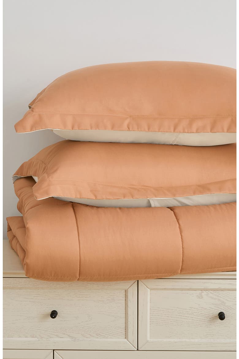 Reversible Comforter Set, Alternate, color, ALMOND SOLID / SAND SOLID