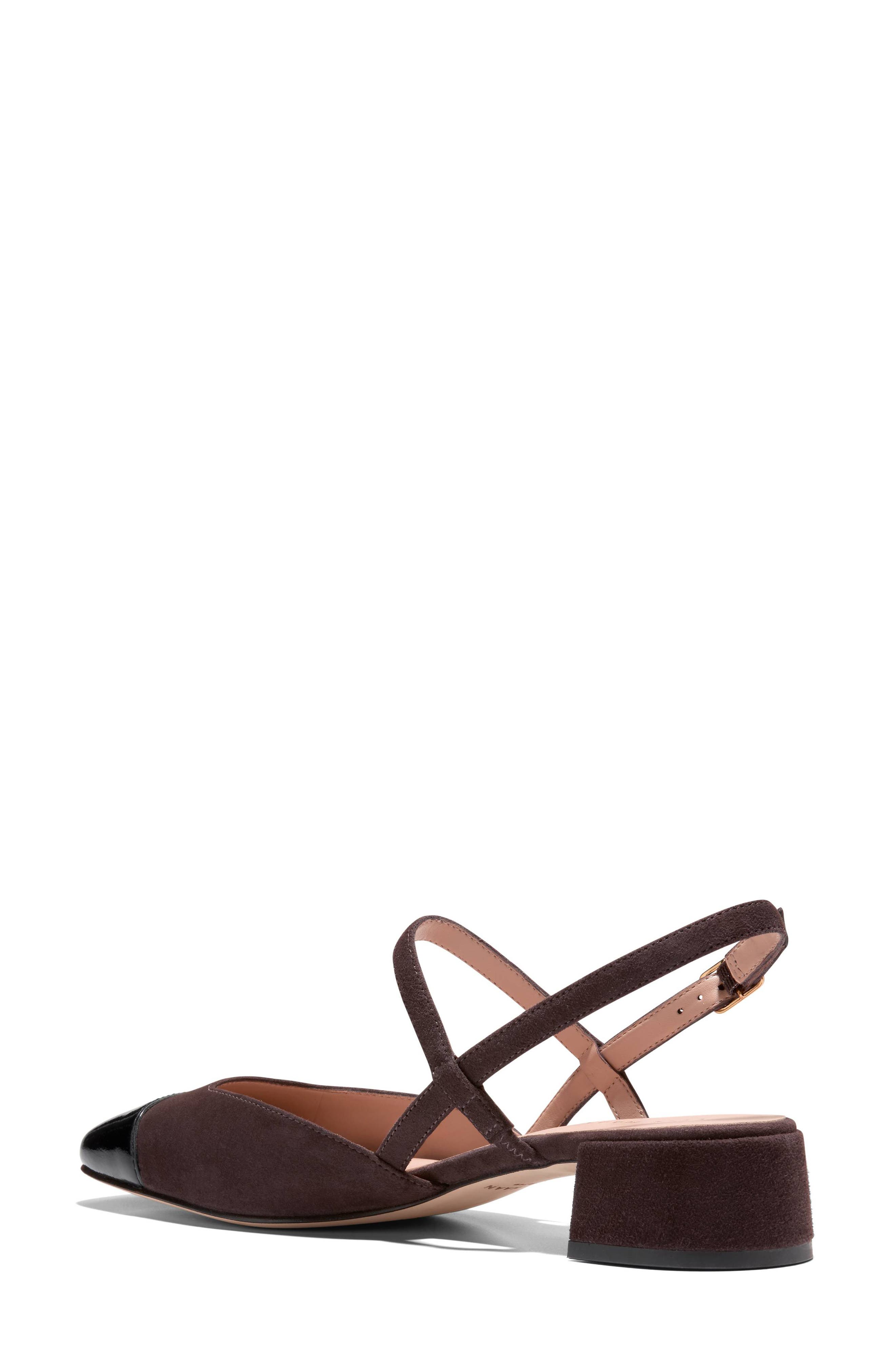 Cole Haan Pella Slingback Pump, Alternate, color, Dk Chocolate Suede/ Black Pat