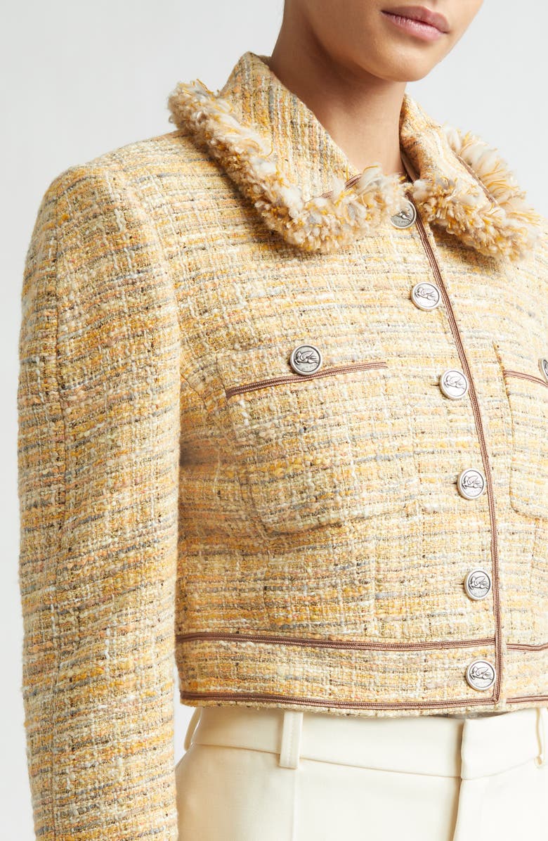 Etro Crop Tweed Jacket, Alternate, color, Multicolor On Beige Base