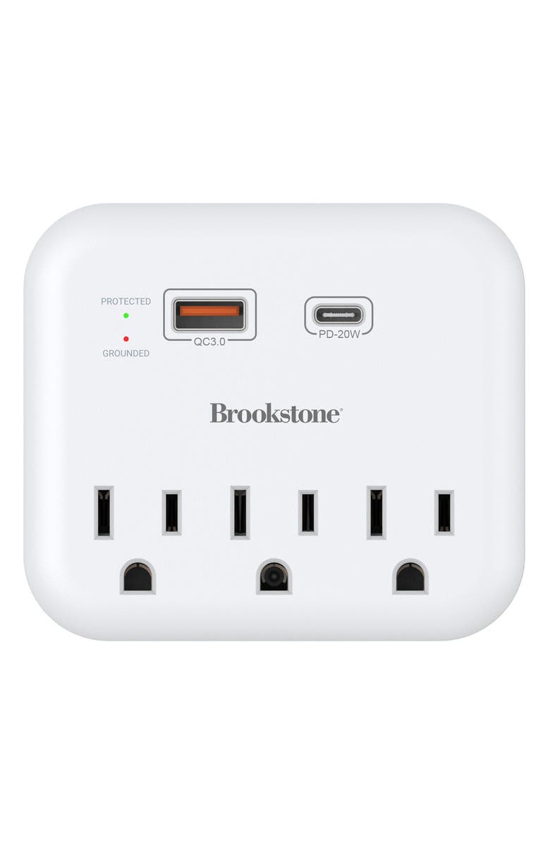 BROOKSTONE 3-Outlet Surge Protector, Main, color, White
