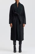 Avec Les Filles Mixed Media Shawl Collar Belted Coat
