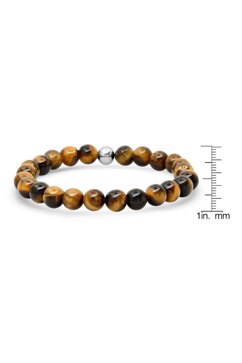 Men's Tiger's Eye Stretch Bracelet, Alternate, color, BROWN/ SILVER