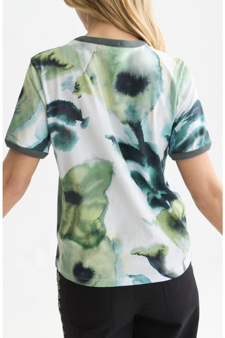 Watercolour Flower T-shirt, Alternate, color, WATERCOLOURFLOWER BALSAM GREEN