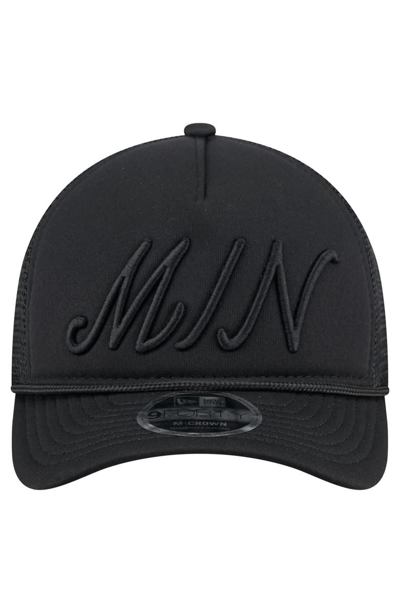 New Era Men's New Era Black Minnesota Twins City Initial 9FORTY A-Frame M-Crown Adjustable Trucker Hat, Alternate, color, Black