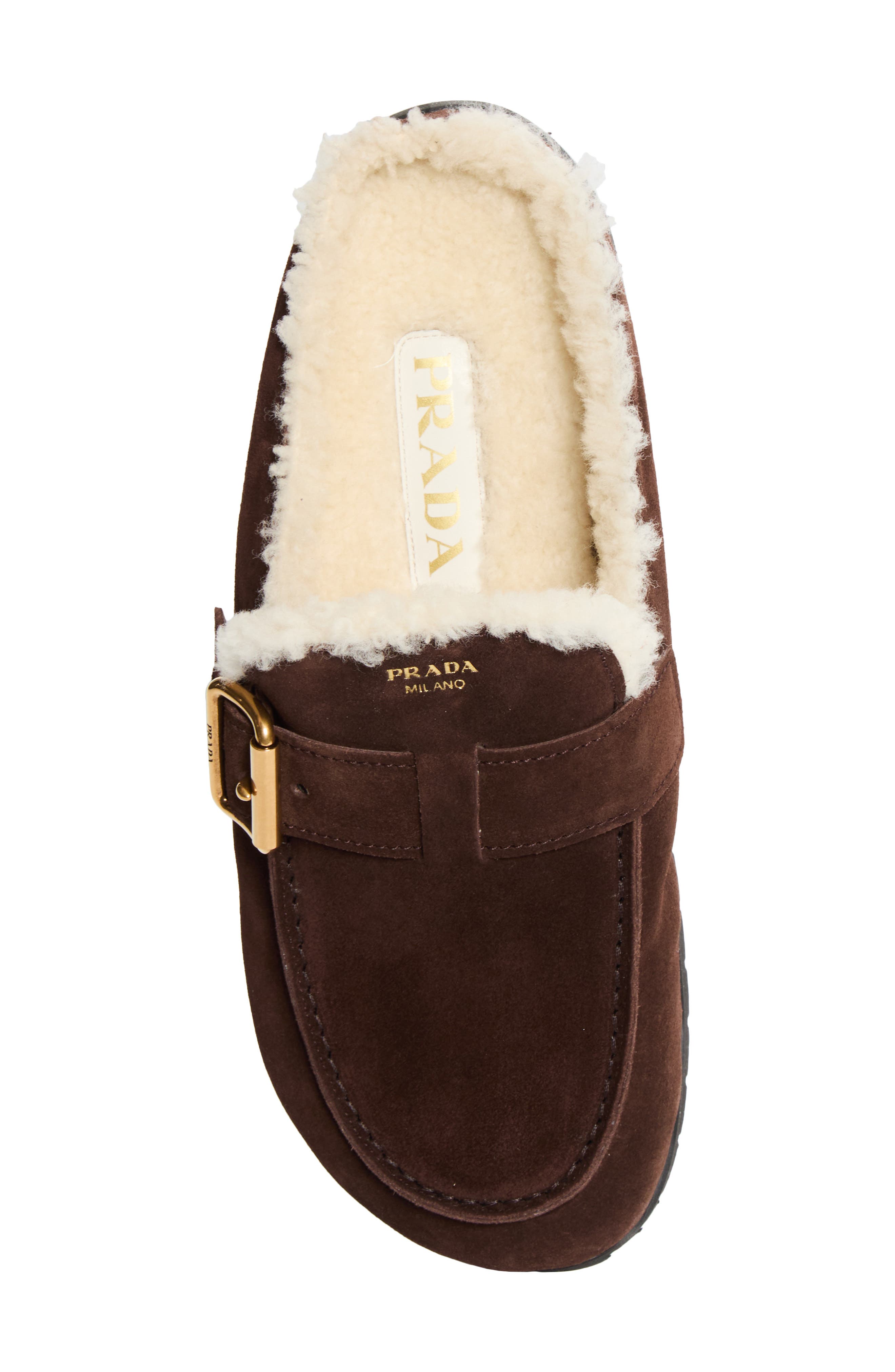 Genuine Shearling Buckle Mule, Alternate, color, MORO