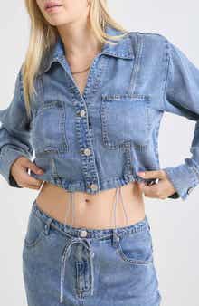 Blu Pepper Denim Cropped Button Front Top
