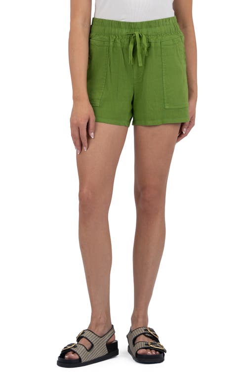 Kut From The Kloth Katana Drawstring Linen Blend Shorts In Wheatgrass