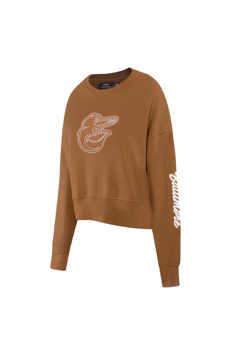 PRO STANDARD Women's Pro Standard Brown Baltimore Orioles Paint The City Pullover Cropped Sweatshirt, Alternate, color, 