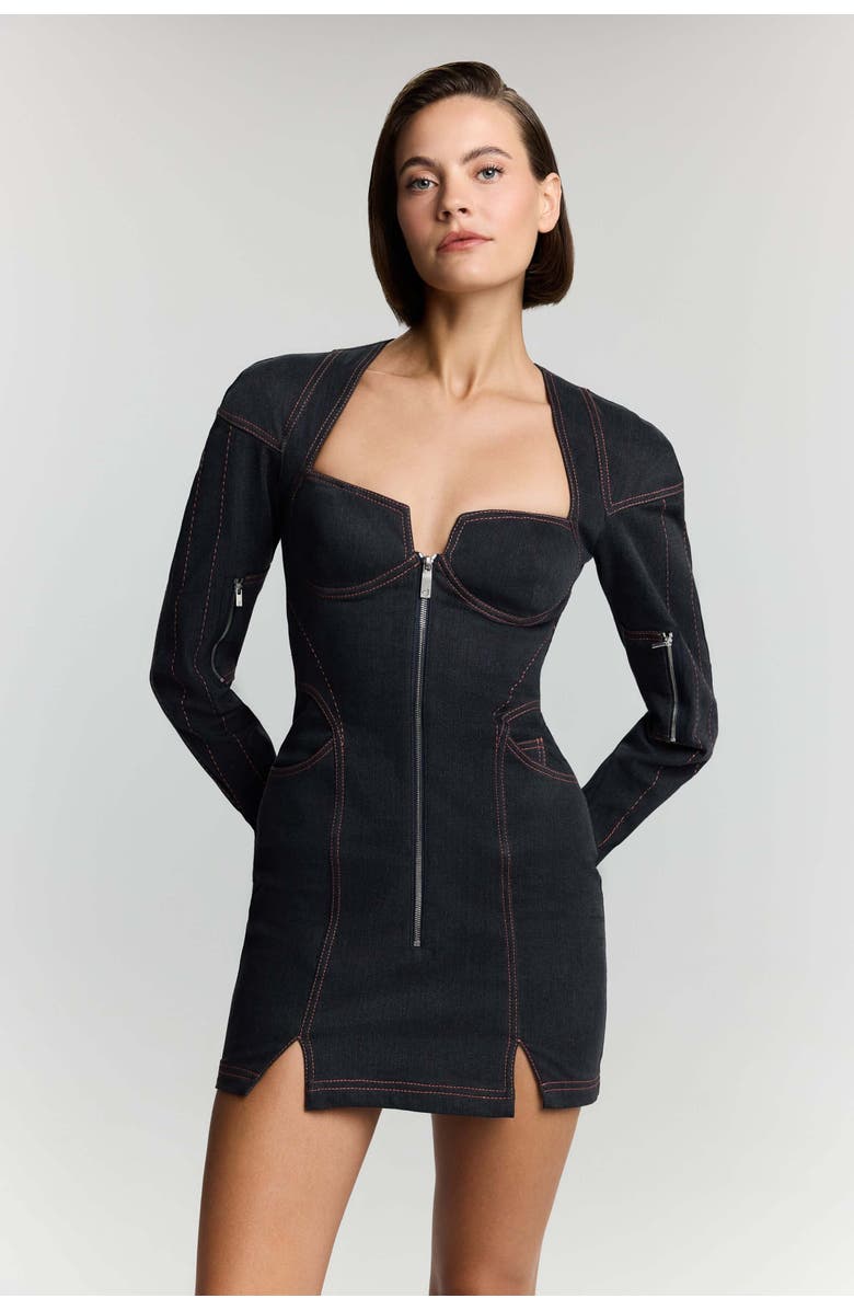 Jendue US Zeitgeist Denim Dress - Long Sleeve Jean Mini Dress, Main, color, Deep Blue