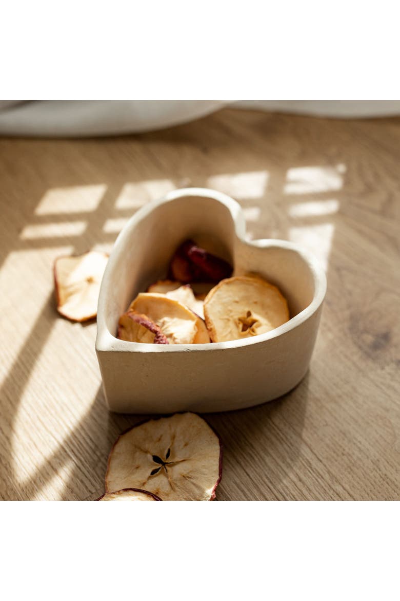 Heart Trinket Tray Jewelry Cream Paper Mache, Alternate, color, White