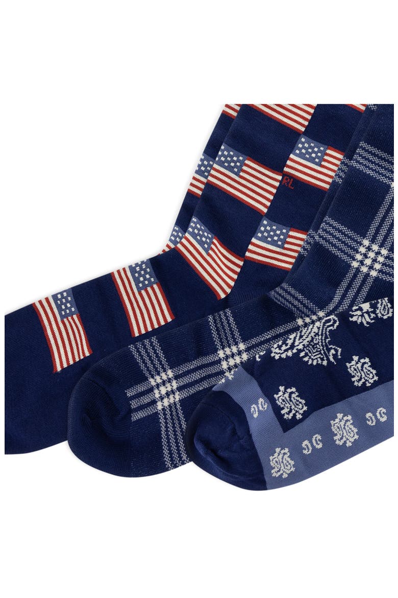 Americana 3-Pack Crew Socks Gift Box, Alternate, color, NAVY