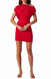Draped Asymmetric Neck Dress