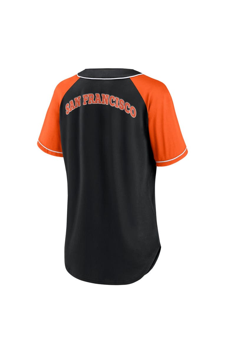FANATICS Women's Fanatics Branded Black San Francisco Giants Ultimate Style Raglan V-Neck T-Shirt, Alternate, color, 