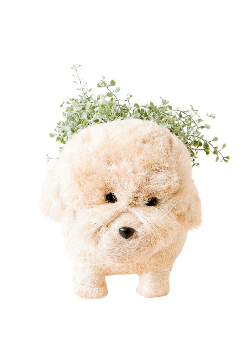 Poodle Handwoven Planter, Alternate, color, WHITE