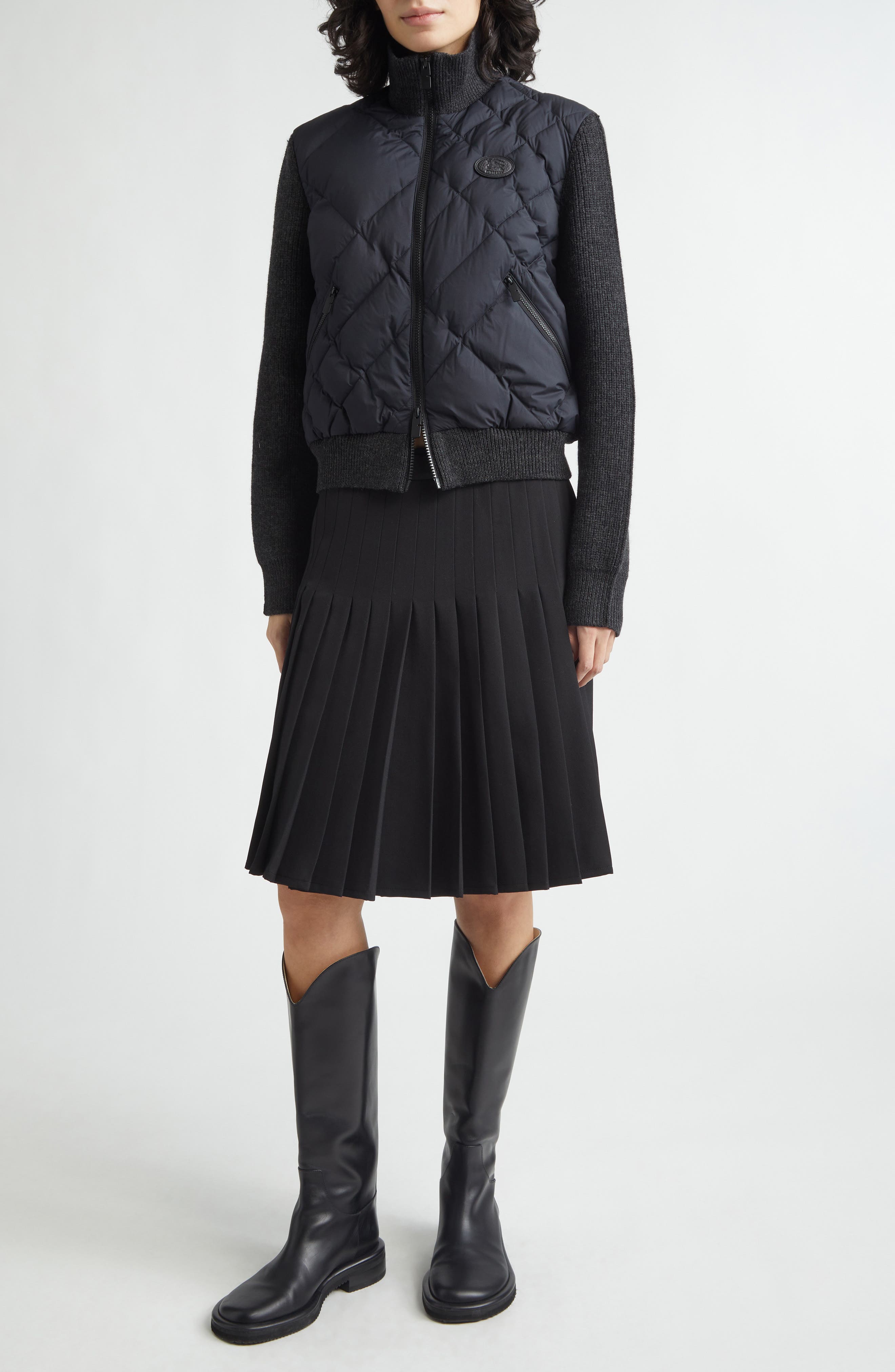 Check Stitch Mixed Media Jacket - image 2