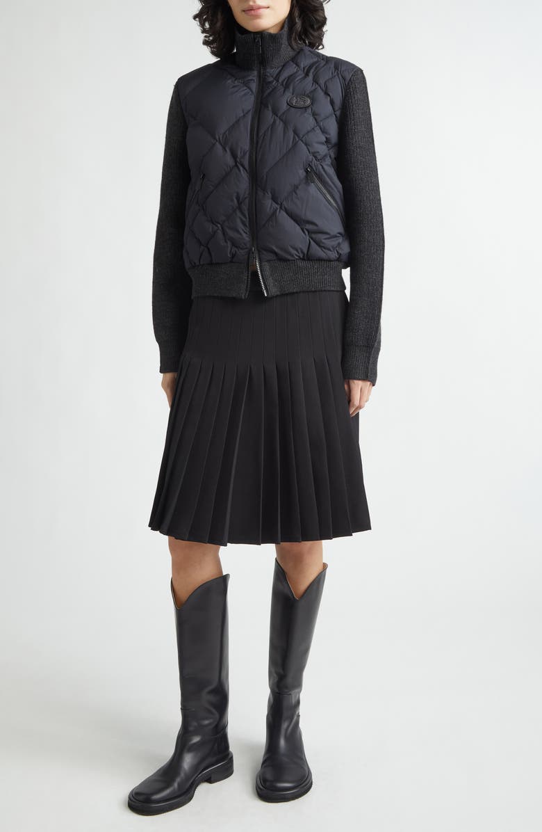 Burberry Eleonora Pleated Twill Skirt, Alternate, color, Black