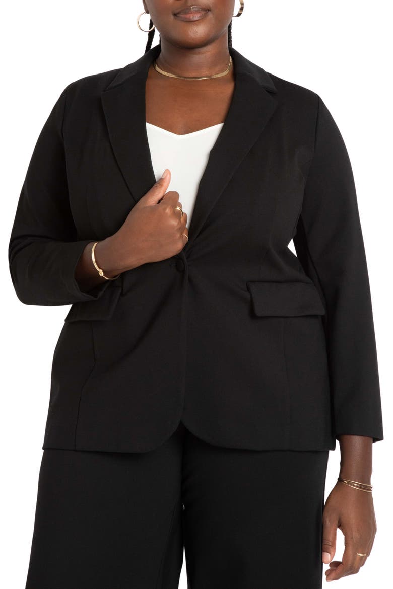 The Ultimate Stretch Long One Button Blazer, Main, color, BLACK