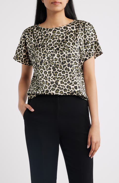 Leopard Print Short Sleeve Top