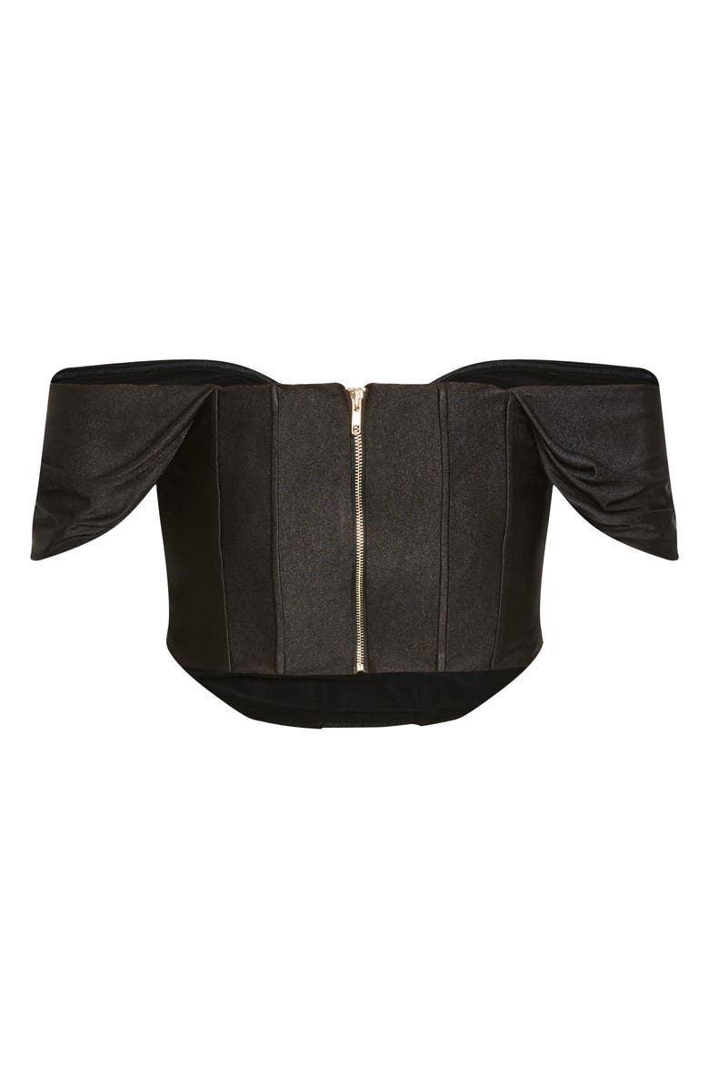 City Chic Amaryllis Off the Shoulder Corset Crop Top, Alternate, color, Black