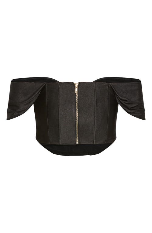 City Chic Amaryllis Off The Shoulder Corset Crop Top In Black