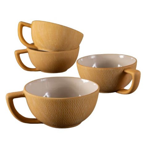 Crosshatch Latte Mugs - Set of 4