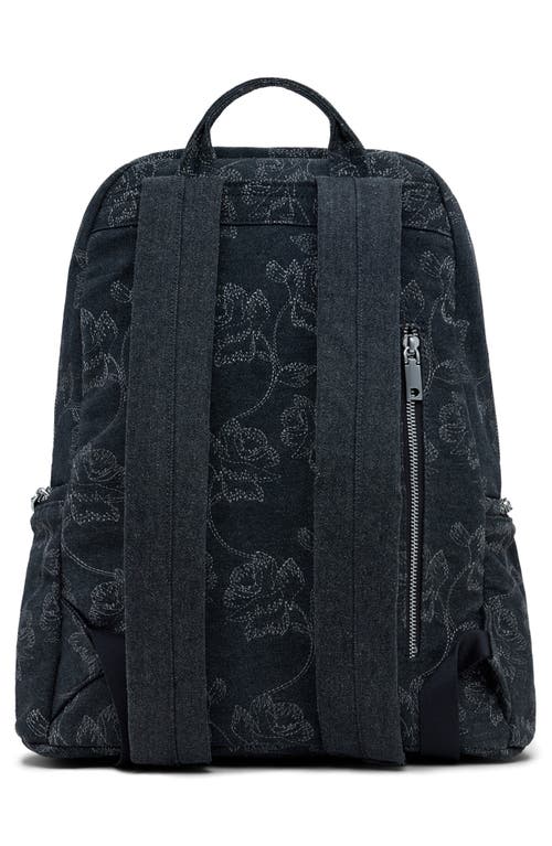 Desigual Large Embroidered Denim Backpack In Orange