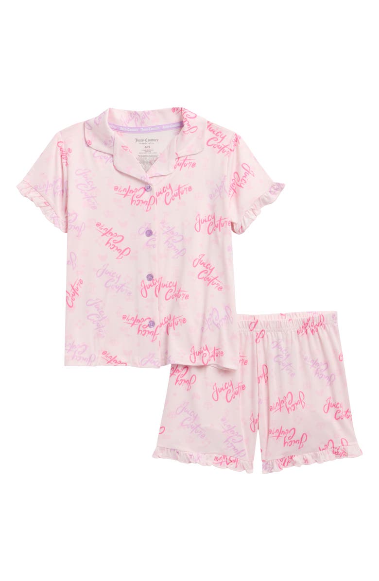 Juicy Couture Kids' Logo Print Two-Piece Short Pajamas, Main, color, Fairy Logo