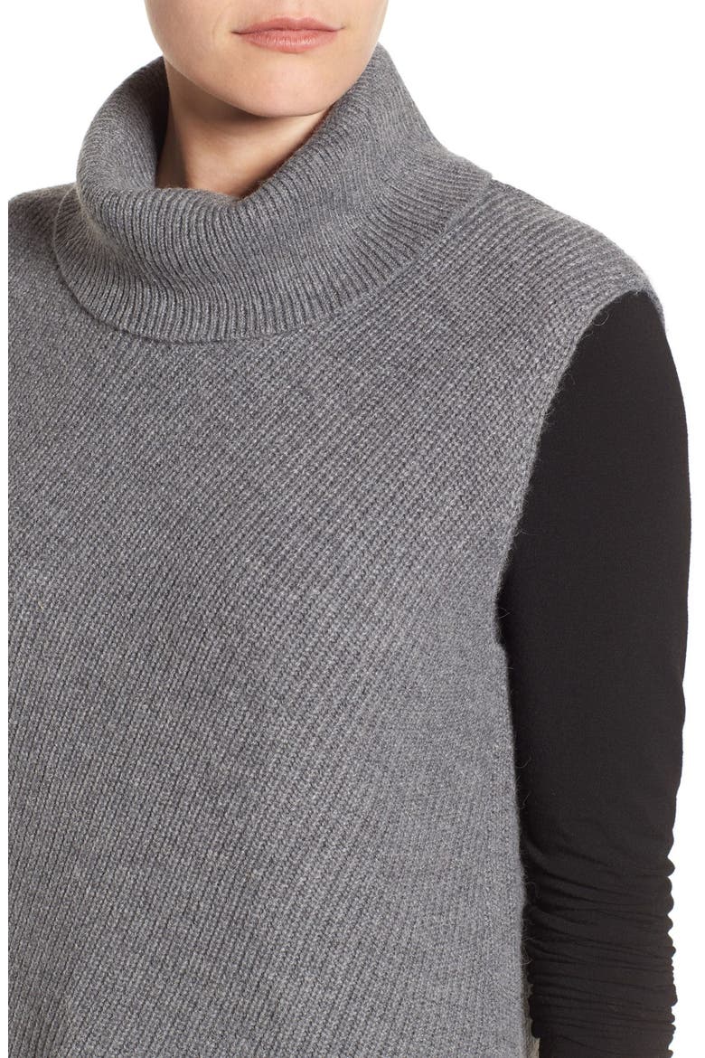 Asymmetrical Sleeveless Tunic Sweater, Alternate, color, HEATHER DARK GREY