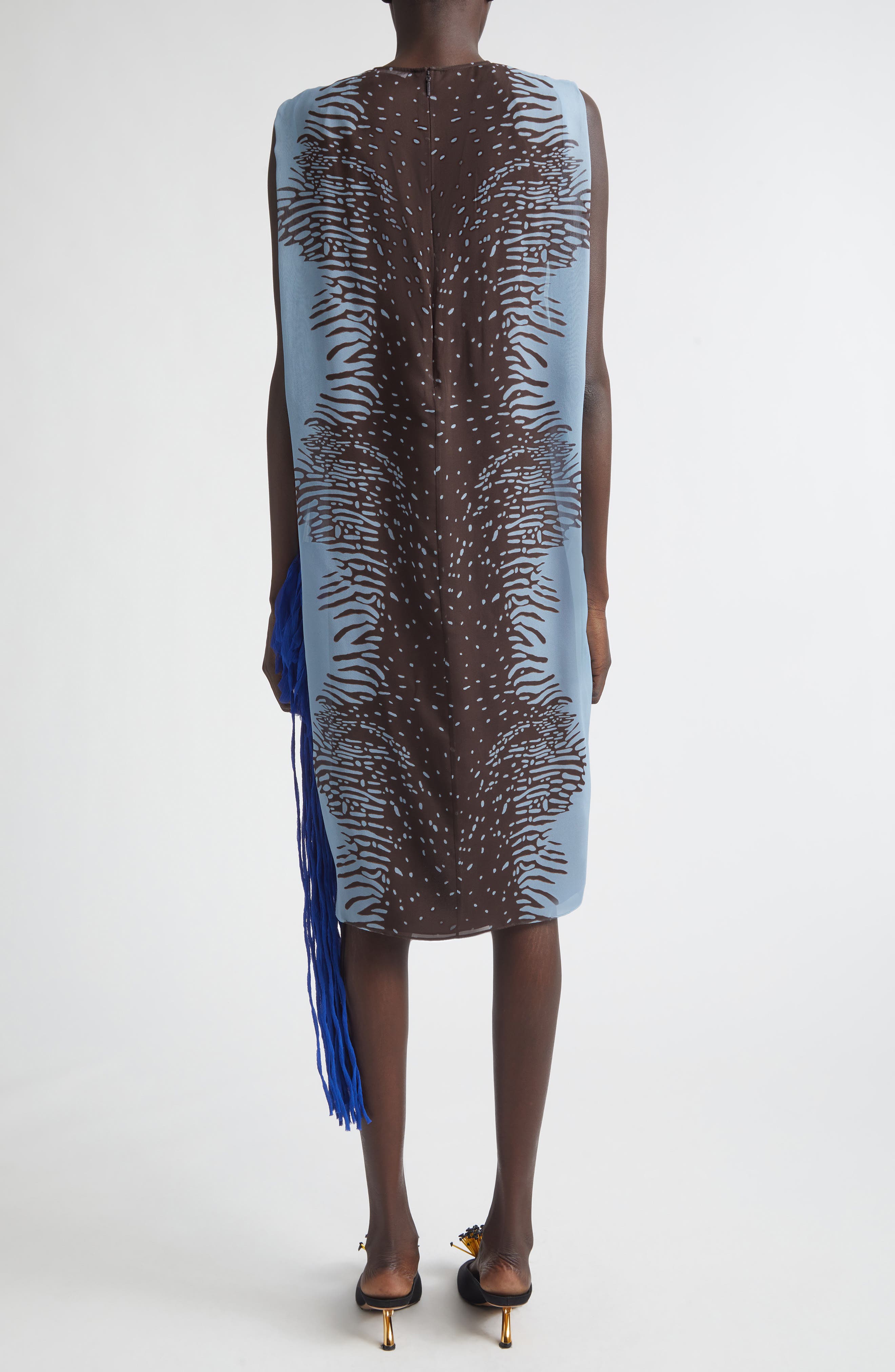 Flower Inlay Print Silk Shift Dress - image 2