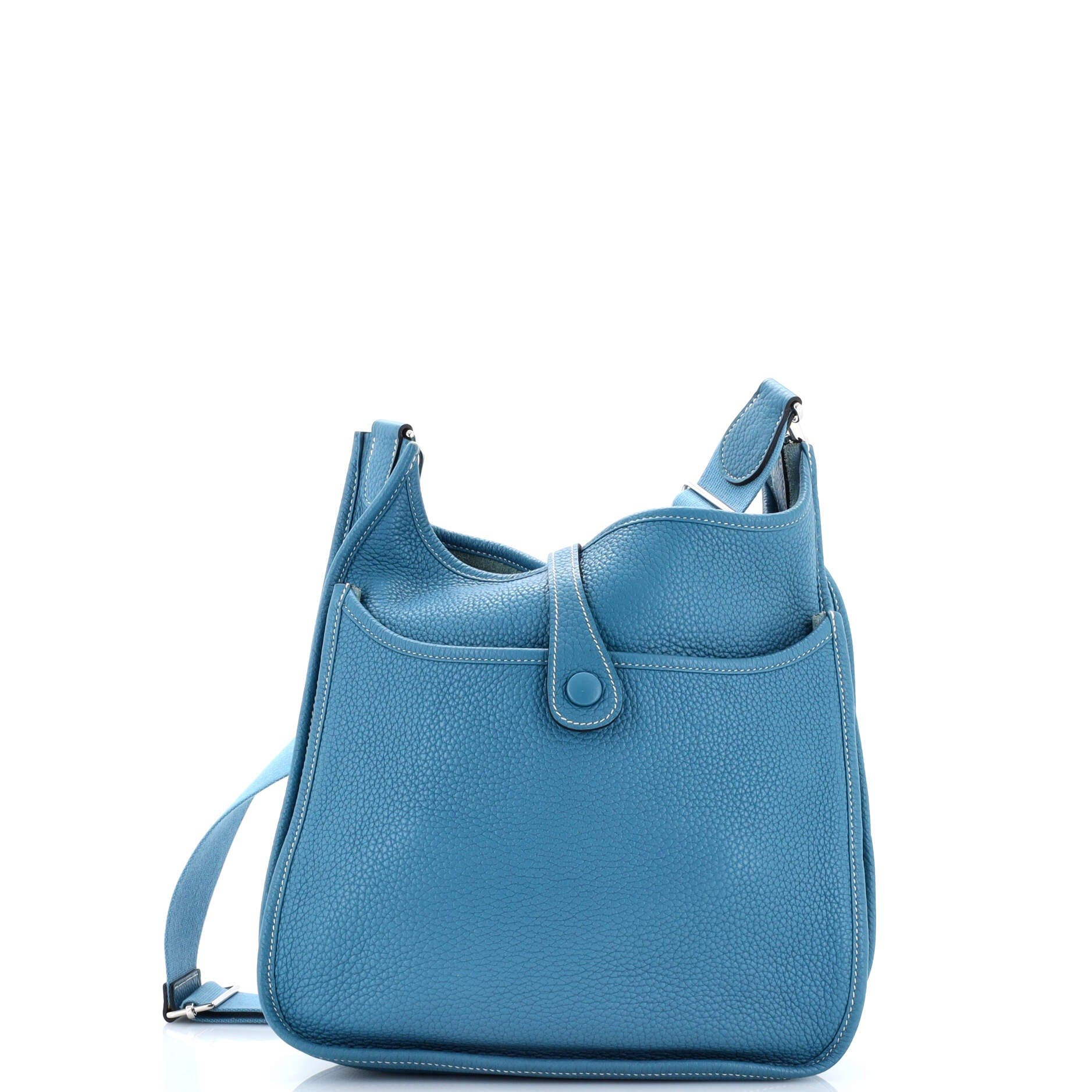 Pre-Owned Hermes Evelyne Bag Gen III Clemence PM, Alternate, color, Bleu Jean