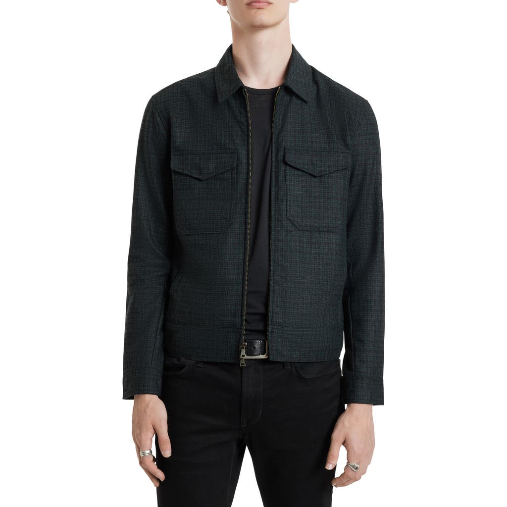 John Varvatos Irving Zip-Up Wool Blend Jacket in Moss