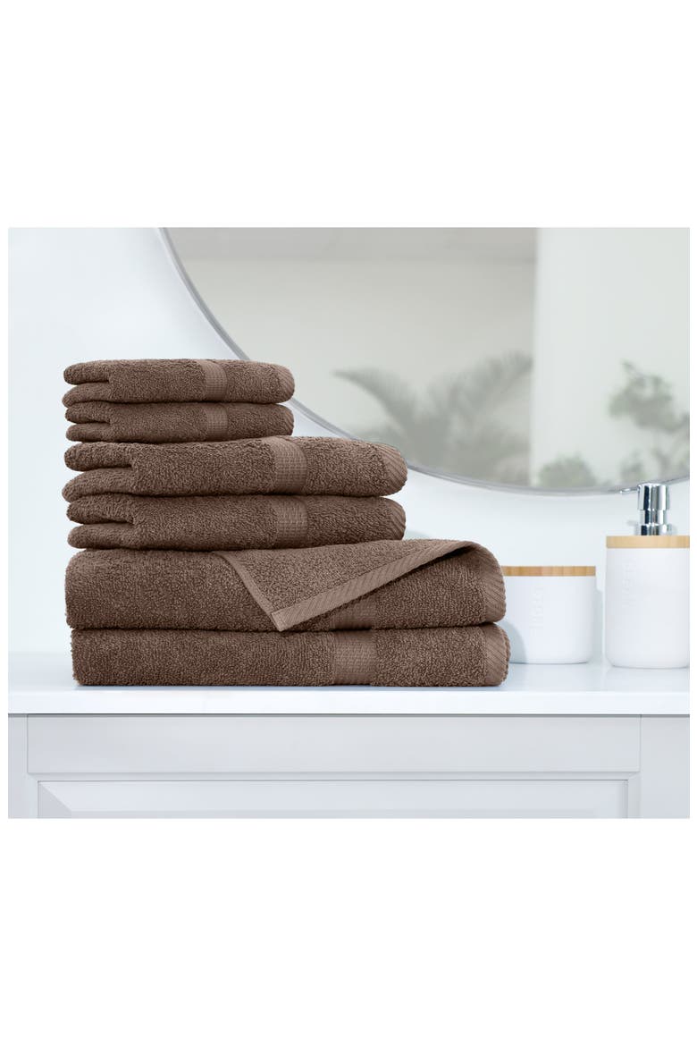 Essentials 6-Piece Cotton Bath Towel Set, Alternate, color, DEMITASSE